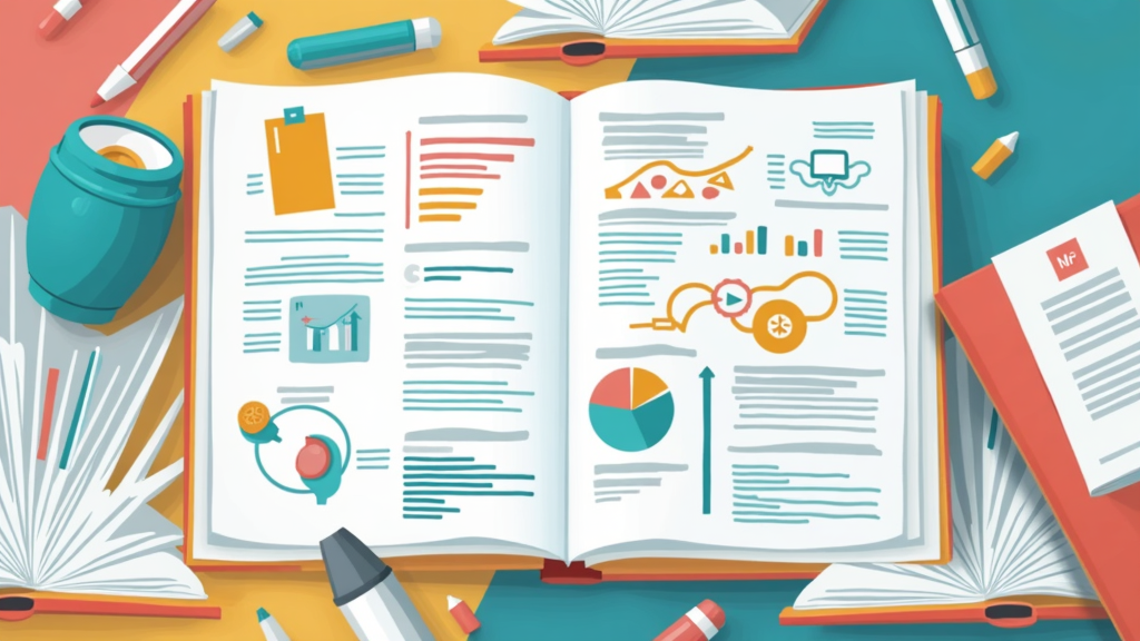 A vibrant desktop with colorful charts and open textbooks, symbolizing personalized studying pathways.