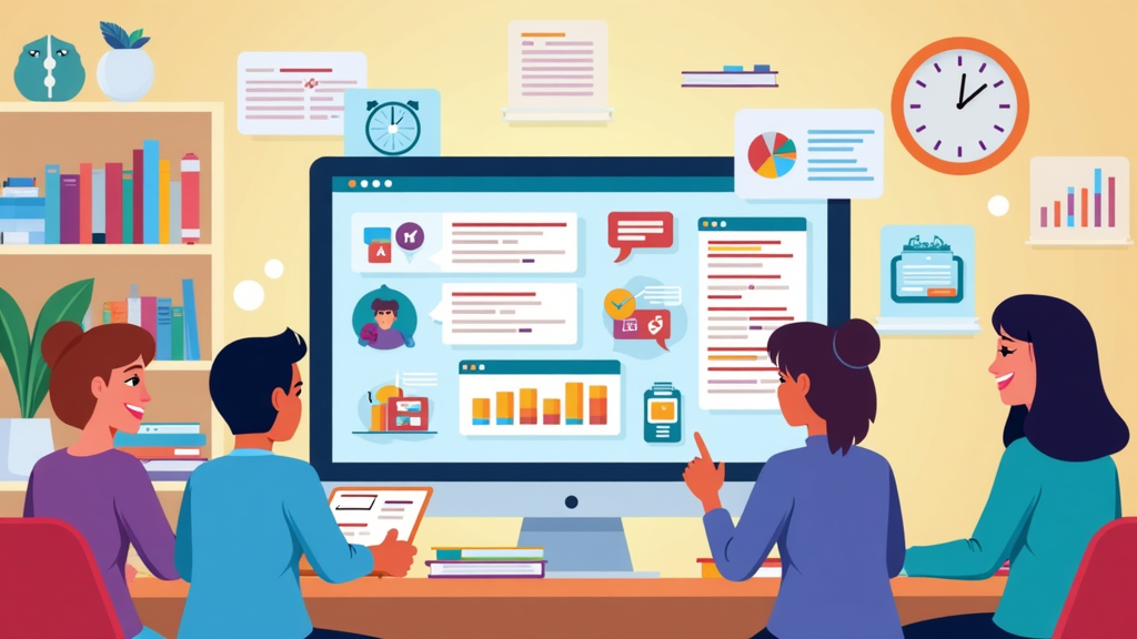 Illustration of digital personalized learning interfaces and educational technology